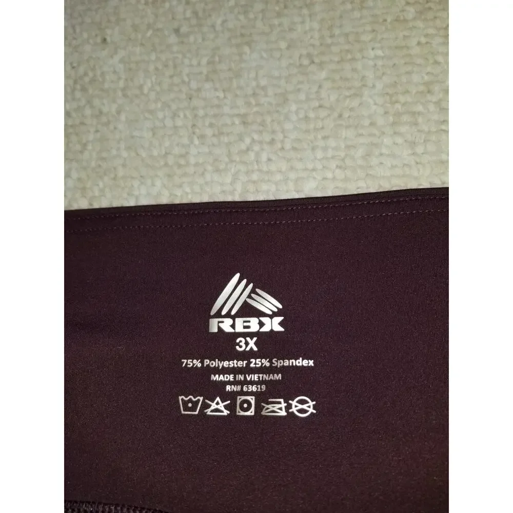 Womens Pants-RBX-burgundy stretch elastic waist pull on performance legging-3X